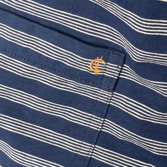 Criquet Men’s Golf Polo Short Sleeve Blue Striped Shirt Cotton Medium Striped - Picture 4 of 6